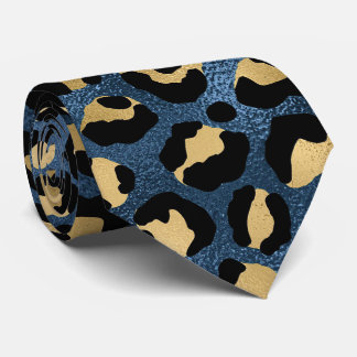 Blau-gelber Leopardenprint Krawatte