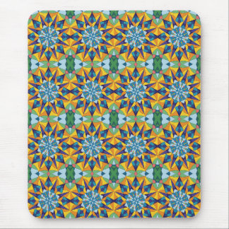 Blau-gelbes fraktales geometrisches Muster Mousepad