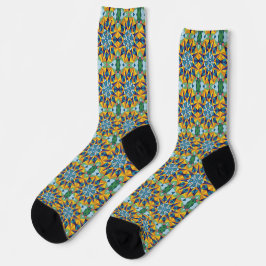 Blau-gelbes fraktales geometrisches Muster Socken