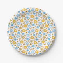 Blau Gelbes Frühlingsblumenmuster