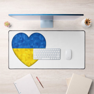 Blau-gelbes Herz, ukrainischer Stil Schreibtischunterlage