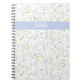 Blau Gelbes Wildblumenmuster Benutzerdefinierter N Notizblock