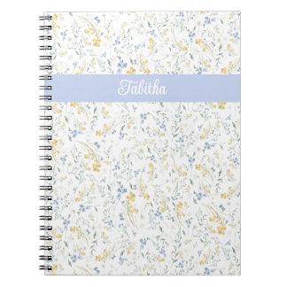 Blau Gelbes Wildblumenmuster Benutzerdefinierter N Notizblock