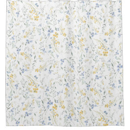 Blau Gelbes Wildblumenmuster Duschvorhang