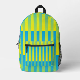 Blau-Gelbgrün gestreiftes Muster Bedruckter Rucksack