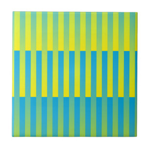 Blau-Gelbgrün gestreiftes Muster Fliese