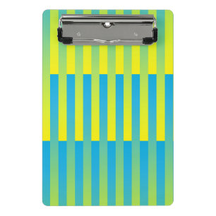 Blau-Gelbgrün gestreiftes Muster Mini Klemmbrett