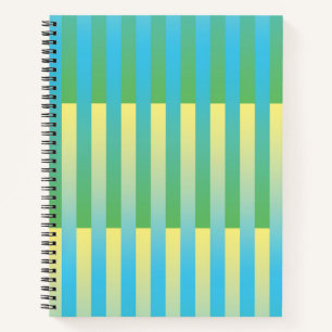 Blau-Gelbgrün gestreiftes Muster Notizbuch