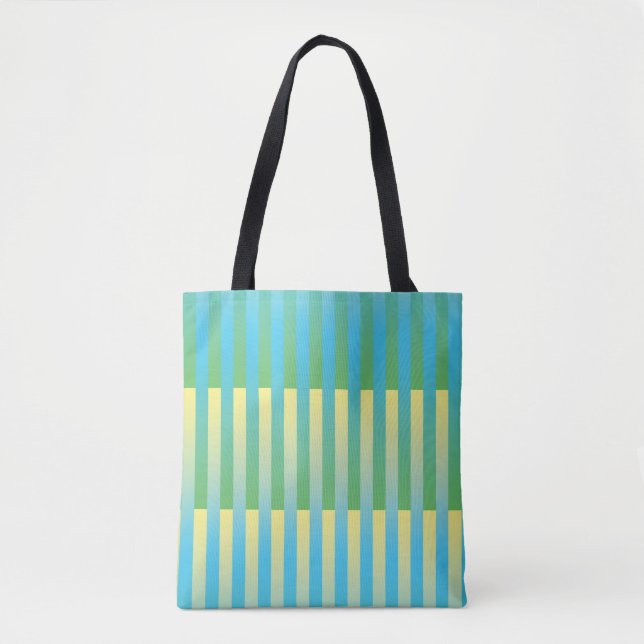 Blau-Gelbgrün gestreiftes Muster Tasche (Vorderseite)