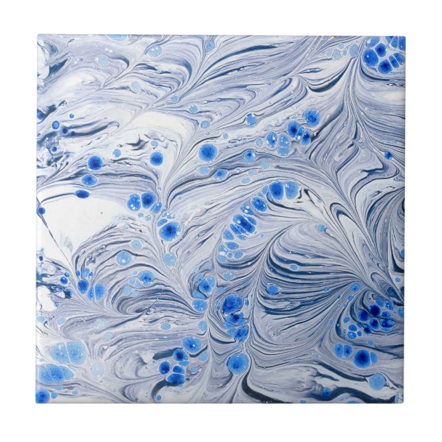 Blau gemarmorter Strudel Fliese (Vorderseite)