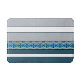 Blau Gemustert mit grauem Akzent Badematte