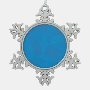 Blau, geometrisch, cool, einzigartig, trendig schneeflocken Zinn-Ornament