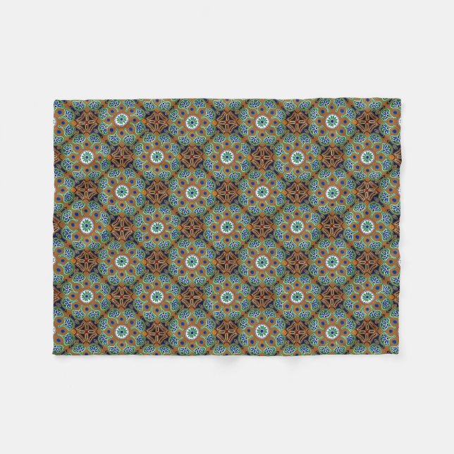 Blau geometrisch und braun Fleece Blanket (Vorderseite (Horizontal))