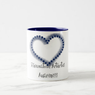 Blau gepunktetes Herz Rheumatoide Arthritis Aufklä Zweifarbige Tasse