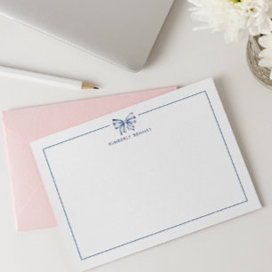 BLAU GESCHNÜRTE SCHLEIFE COQUETTE PERSONALISIERT MITTEILUNGSKARTE