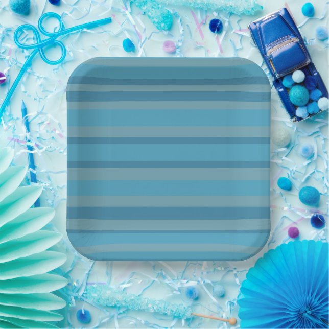 Blau gestreift monochrom pappteller (Party)