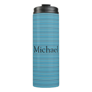 Blau gestreift monochrom thermosbecher