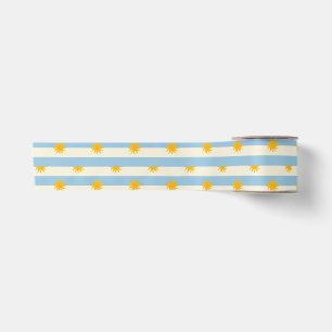 Blau gestreifte Gold-Sonnenstrahl-Schleife - L Satinband