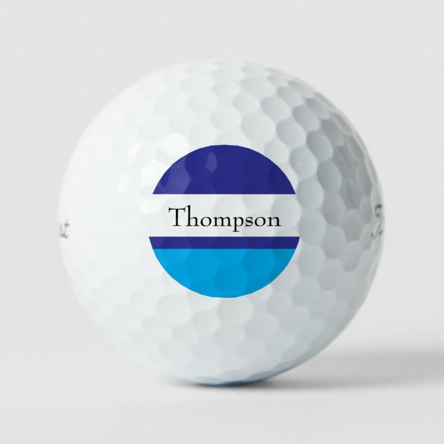 Blau gestreifter Nachname Name Custom  Golfball (Vorderseite)