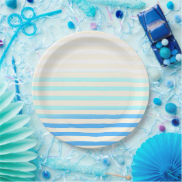 Blau gestreifter Ombre Pappteller