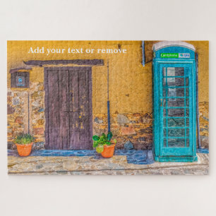 blau gestrichene englische Telefonbox, Zypern,