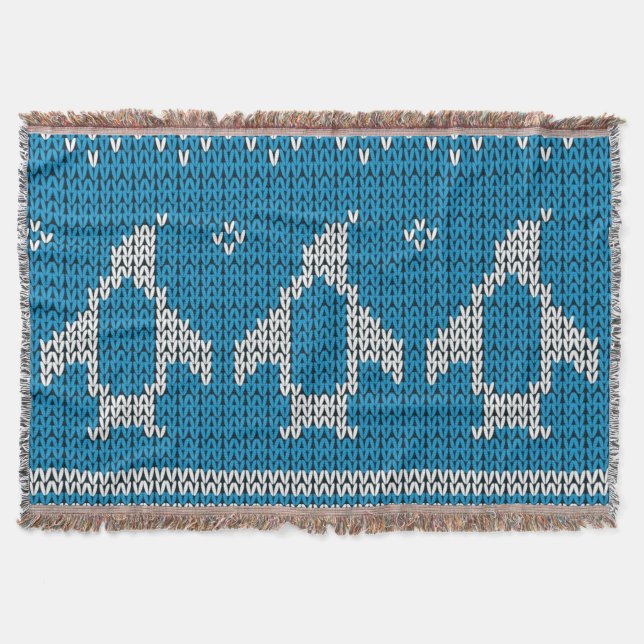 Blau gestrickter Hintergrund Decke (Vorderseite)