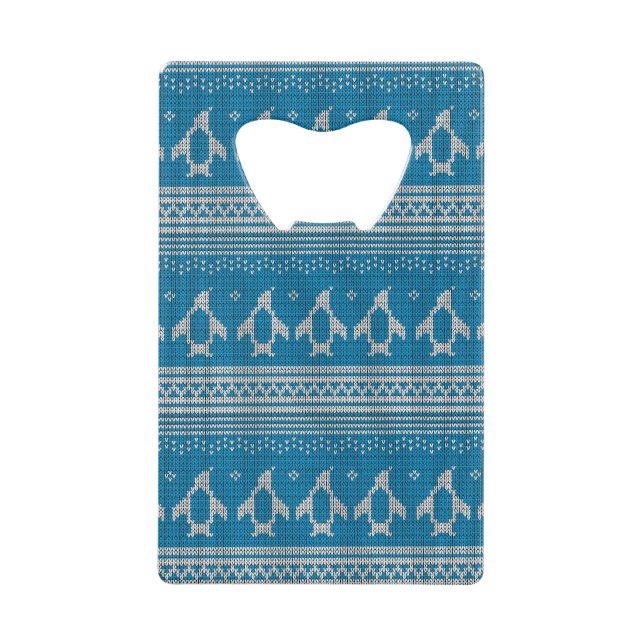 Blau gestrickter Hintergrund Geldkarten Flaschenöffner (Vorderseite)