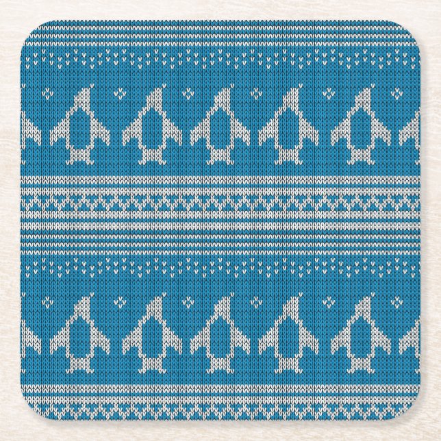 Blau gestrickter Hintergrund Rechteckiger Pappuntersetzer (Vorderseite)