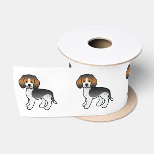Blau getickter Beagle süßer Cartoon-Hund Satinband