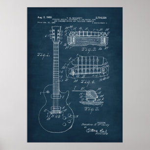 Blau Gitarrenpatent Poster