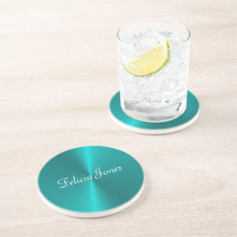 Blau glänzende Imitate Metal-Monogramm Getränkeuntersetzer