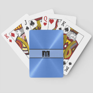 Blau glänzender Edelstahl Metall 5 Spielkarten