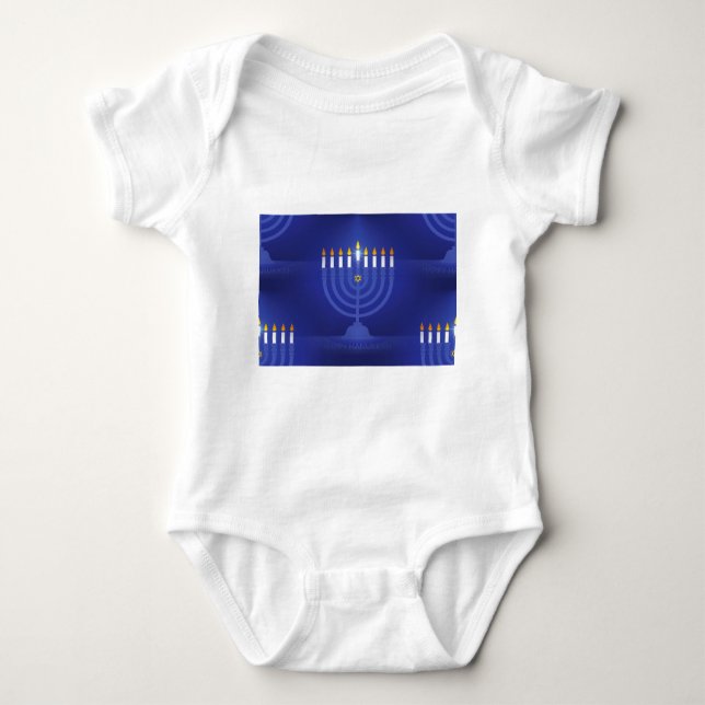 Blau glücklich hanukkah baby strampler (Vorderseite)