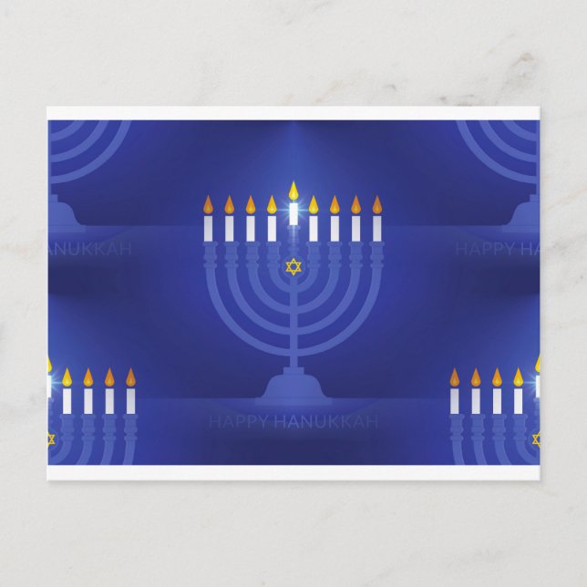 Blau glücklich hanukkah feiertagspostkarte (Vorderseite)
