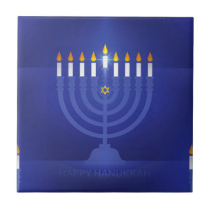 Blau glücklich hanukkah fliese