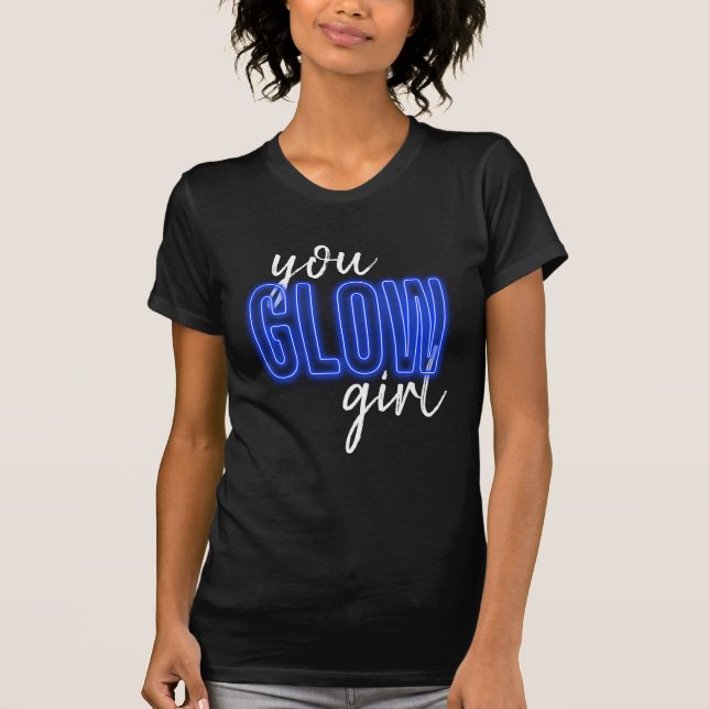Blau glühen Sie Mädchen-Jersey-Shirt T-Shirt (Vorderseite)