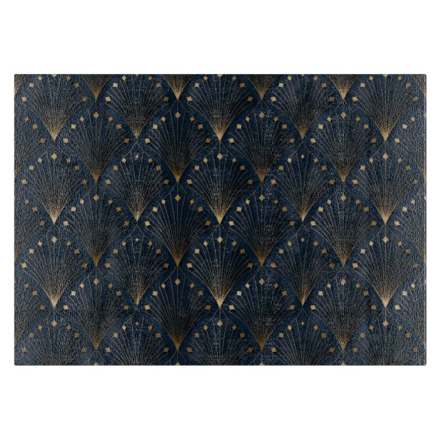 Blau-Gold-Dekorationsmuster Schneidebrett (Vorderseite)