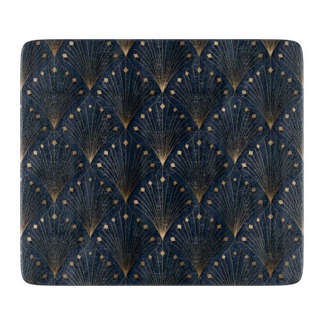 Blau-Gold-Dekorationsmuster Schneidebrett (Vorderseite)