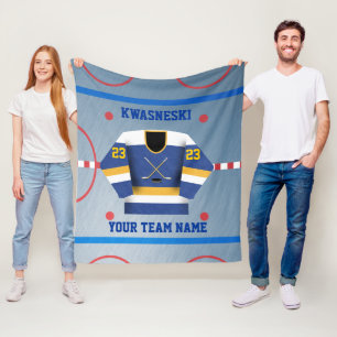 Blau  Gold Eishockeyschläger  Player Jersey Fleecedecke