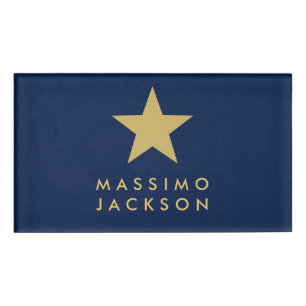 Blau Gold Farben Professionell Trendiger Goldstar Namenschild
