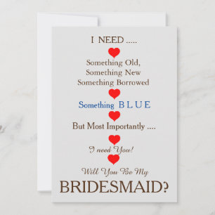 Blau & Gold mit Herz werden Sie meine Bridesmädche Einladung