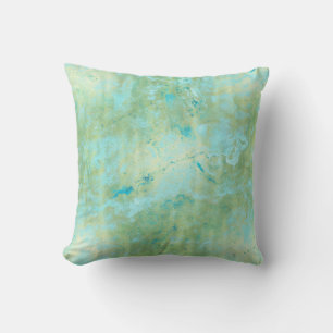 Blau & Gold Modern marmoriertes abstraktes Marmors Kissen