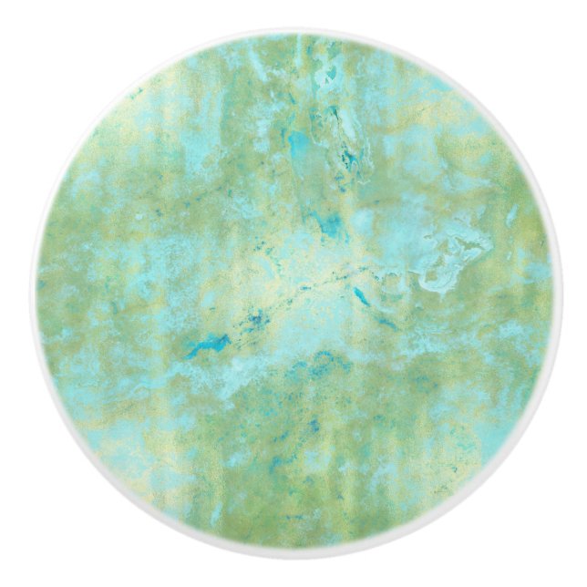Blau & Gold Moderne Marmorplatte Abstrakt Keramikknauf (Vorderseite)