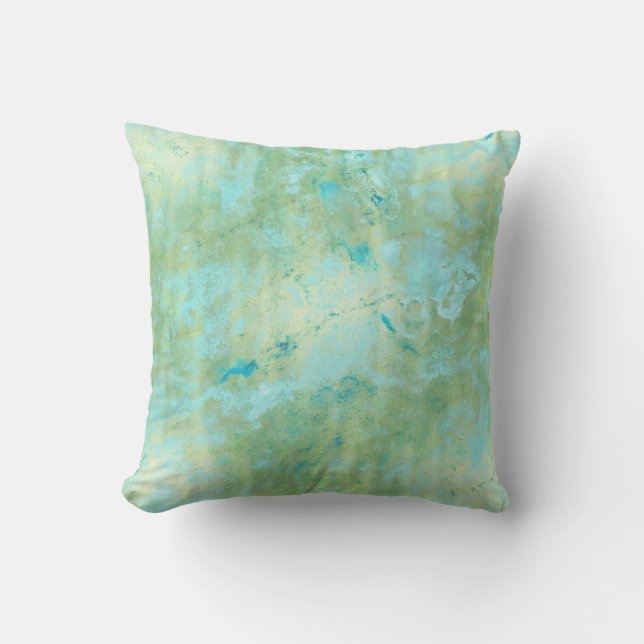 Blau & Gold Moderne Marmorplatte Abstrakt Kissen (Vorderseite)