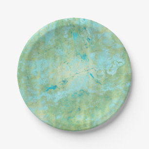 Blau & Gold Moderne Mermorierte Abstrakte Marmor S Pappteller