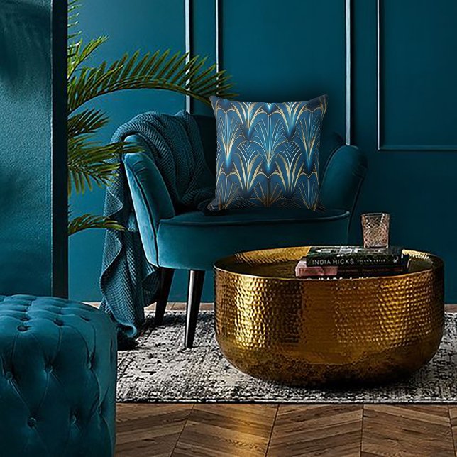 Blau & Gold Modernes Lüfterdesign Kissen (Von Creator hochgeladen)