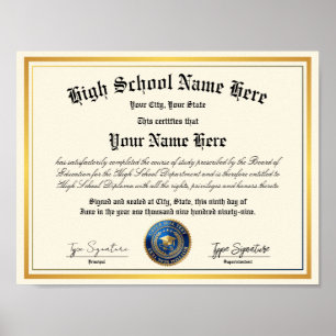 Blau-Gold-Siegel High School Diploma, Homeschoolin Poster
