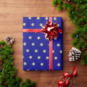 Blau & Gold Sternmuster Geschenkpapier