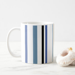 Blau Gold und Weiß Strand Farbstreifen Kaffeetasse