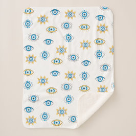 Blau-, Gold- und Weißgriechisch-Auge-Mati-Muster Sherpadecke